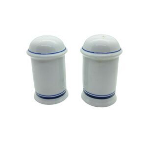 Dansk Salt And Pepper Shaker Set White Blue Christianshavn Ceramic Vintage